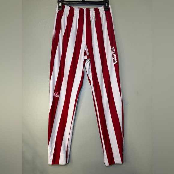 Adidas Indiana Hoosiers Red White Candy Stripe Warm Up Pants Youth Large NWOT IU - Picture 1 of 11
